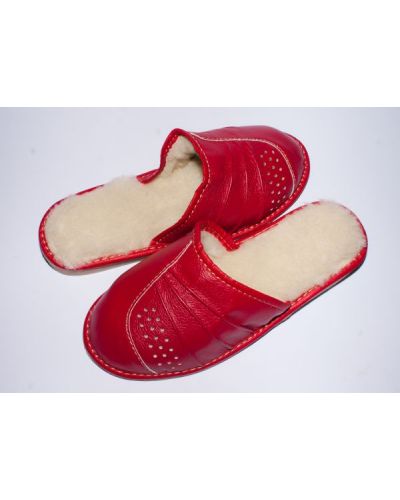 Women's Red Leather Most Comfortable Hotter Slippers