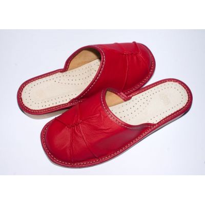 Women's Good Red Leather Slippers