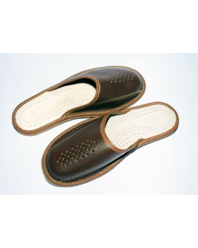 Classy Men's Custom Leather Slippers (brown)