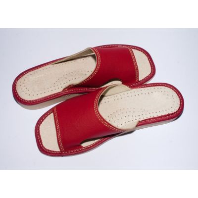 Women's New Red Leather Slippers