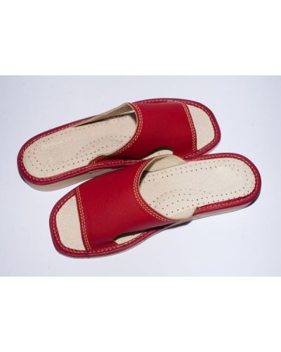 Women's New Red Leather Slippers