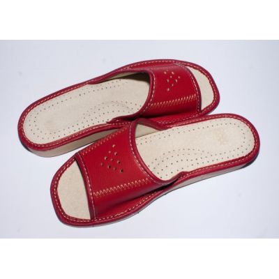 Women's Nice Red Leather Slippers