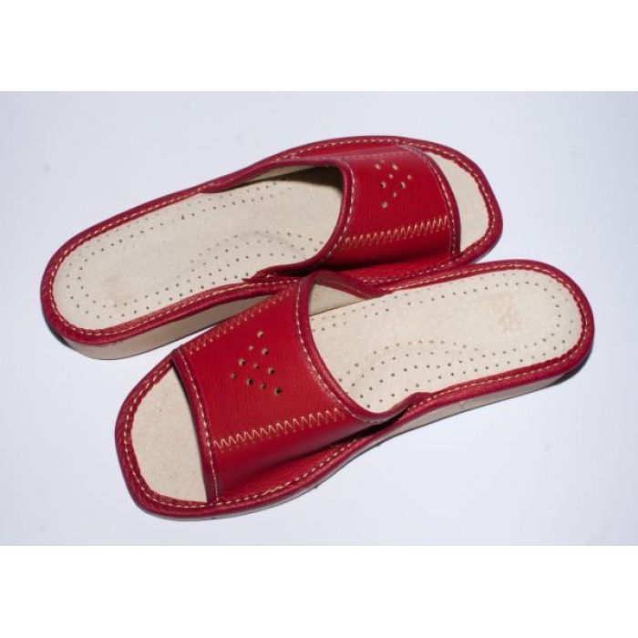 Women's Nice Red Leather Slippers