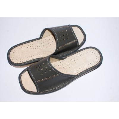 Women's Healthy Gray Leather Slippers