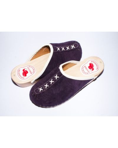 Women's Suede Slippers With Wooden Sole