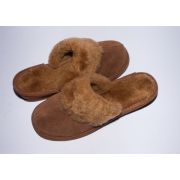 Women's Brown Suede Slippers With Sheep's Wool