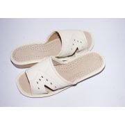 Women's White Leather Comfy Slippers