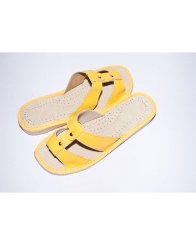 Women's Yellow Leather Slippers