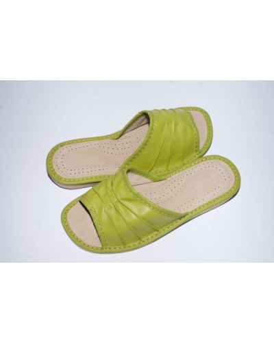 Women's Olive Leather Slippers