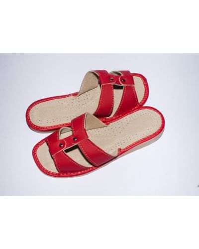 Women's Scarlet Leather Slippers