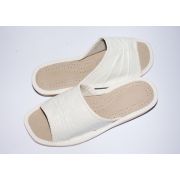 Women's White Leather Slippers