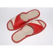 Women's Red and White Comfort Leather Slippers