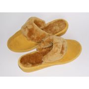 Brown Suede Slippers Women's With Sheep's Wool