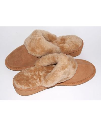 Women's Brown Suede Furry Slippers With Sheep's Wool