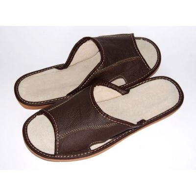 Men's Stylish Elegant Brown leather slippers