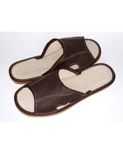 Men's Stylish Elegant Brown leather slippers