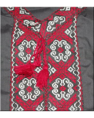 Hand Embroidered Ukrainian Men's Black Shirt XXL