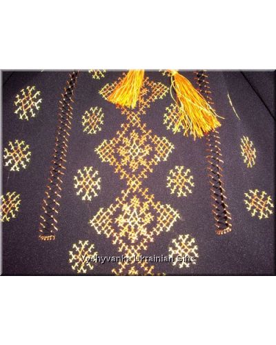 Ukrainian Embroidered Women's Chiffon Black Blouse - M