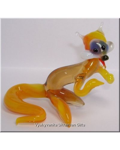 Ukrainian Tiny Glass Animal Figurine - Funny Fox