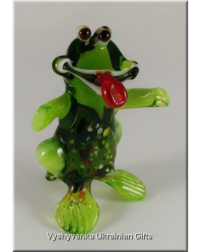 Ukrainian Glass Animal Figurine - Funny Frog