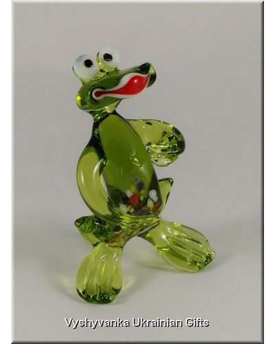 Funny Frog - Ukrainian Glass Animal Figurine