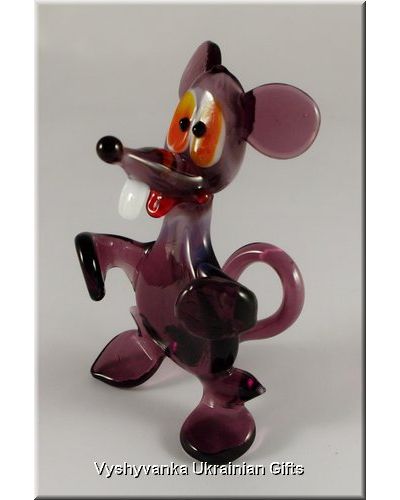 Ukrainian Glass Animal Figurine - Funny Mouse