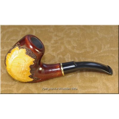 Tobacco Smoking Pipe Hand Carved - Sunflower