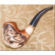 Tobacco Smoking Wooden Pipe - Wheel with a Flag