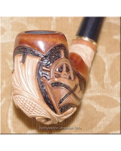 Tobacco Smoking Wooden Pipe - Wheel with a Flag