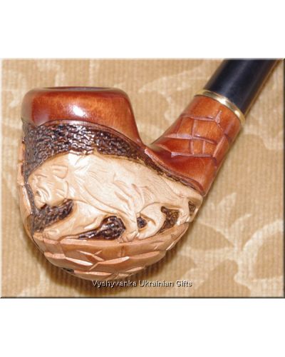 Ukrainian Wooden Tobacco Smoking Pipe - Panther