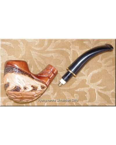 Ukrainian Wooden Tobacco Smoking Pipe - Panther