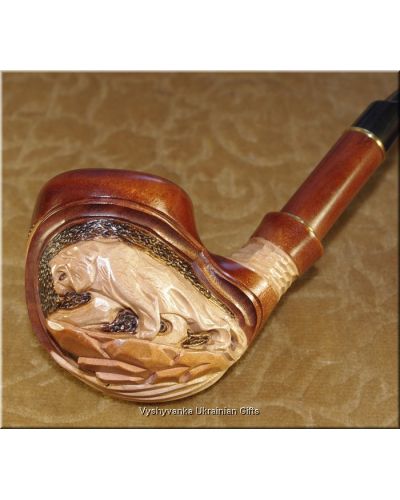 Unique Wooden Tobacco Smoking Pipe - Panther