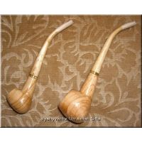 2 Ukrainian Carved Wooden Small Tobacco Smoking Pipes