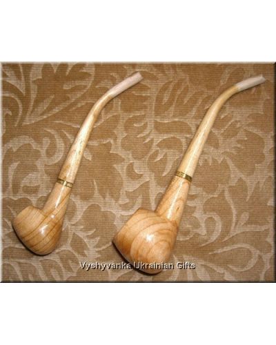 2 Ukrainian Carved Wooden Small Tobacco Smoking Pipes