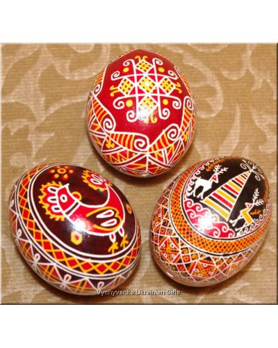 Pysanky - Ukrainian Easter Eggs - Three Real Egg