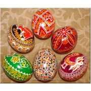6 Hand Painted Real Ukrainian Pysanky Easter Eggs