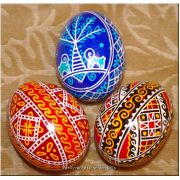 3 Hand Painted Real Easter Eggs Ukrainian Pysanka