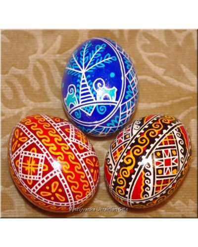3 Hand Painted Real Easter Eggs Ukrainian Pysanka