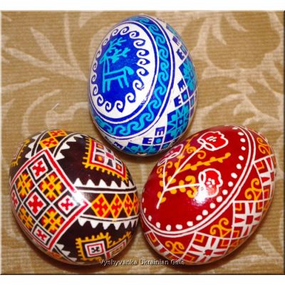 3 Real Easter Eggs Ukrainian Hand Painted Pysanky