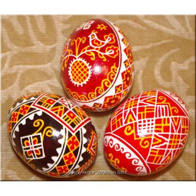 3 Real Ukrainian Pysanky Easter Eggs