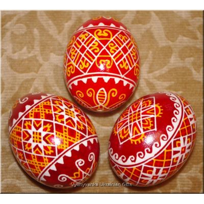 3 Real Hand Painted Ukrainian Easter Eggs Pysanky