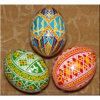 3 Real Ukrainian Pysanky Easter Eggs