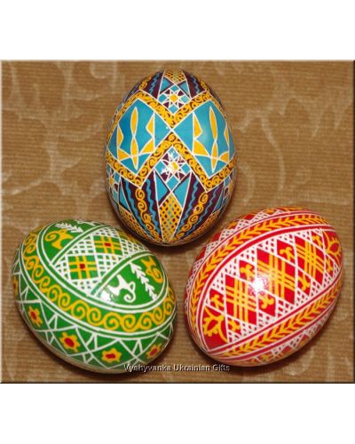 3 Real Ukrainian Pysanky Easter Eggs