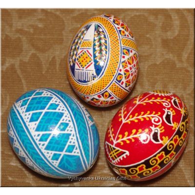 PYSANKY - UKRAINIAN EASTER EGGS - Three Real Egg