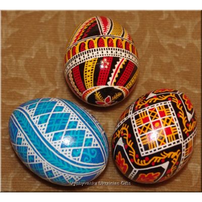 3 Hand Painted Real Easter Eggs Ukrainian Pysanka