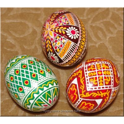 3 Real Hand Painted Ukrainian Easter Eggs Pysanky