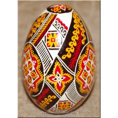 Ukrainian Pysanka Real Goose Egg — Infinity Ribbon Medallions