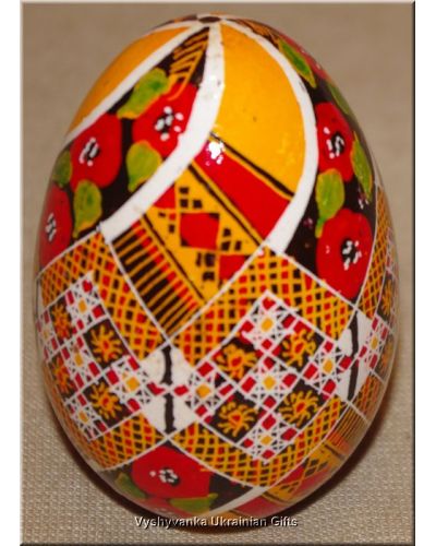 Ukrainian Goose Egg Hand Painted Pysanka — Poppy & Rushnyk