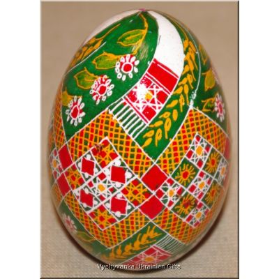 Ukrainian Goose Egg Hand Painted Pysanka — Wheat & Rushnyk