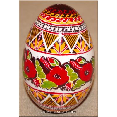 Ukrainian Goose Egg Hand Painted Pysanka — Poppy Garland